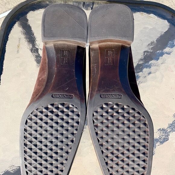 AEROSOLES Brown Suede Loafer with 2” Heel Size 8.5 - Picture 5 of 5
